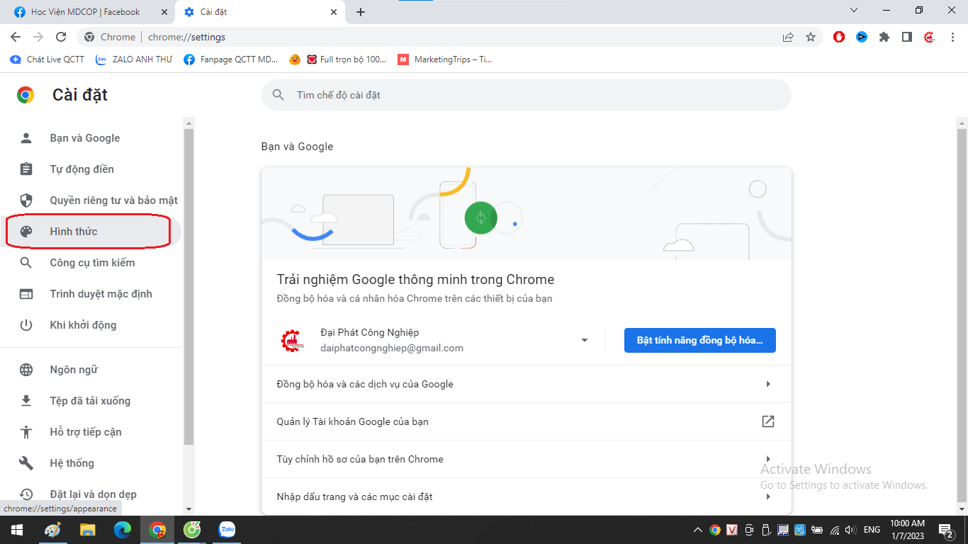 Cài đặt Google làm trang chủ trên Chrome (Bước 2)