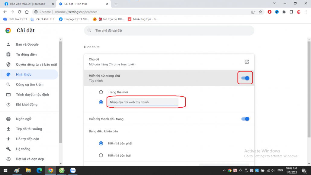 Hướng dẫn cách cài đặt Google làm trang chủ | Học Viện MDCop